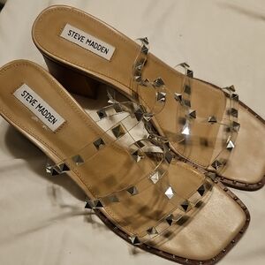 Steve Madden Clear Heels with Silver Studs
